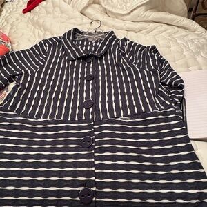 Habitat Black and White Striped Button-Front Knit Shirt
